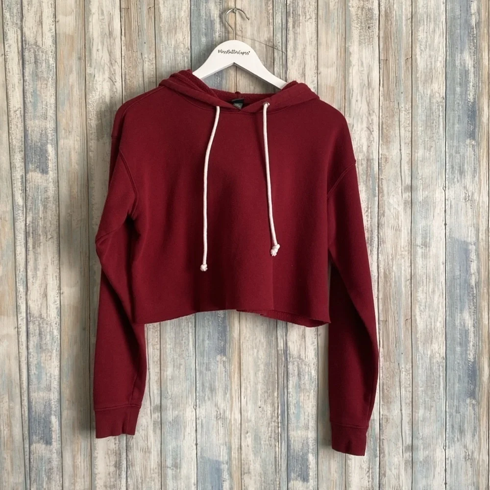 Wild Fable Red Cropped Hooded Sweatshirt | Size XS | Red - Picture 10 of 10